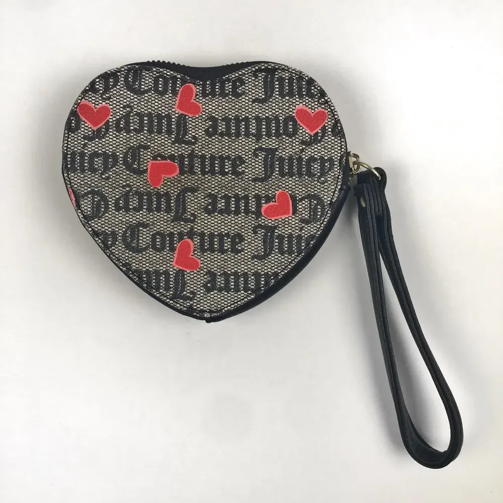Juicy Couture Heart Shaped Monogram Zip Wristlet Wallet Accessories Accessory